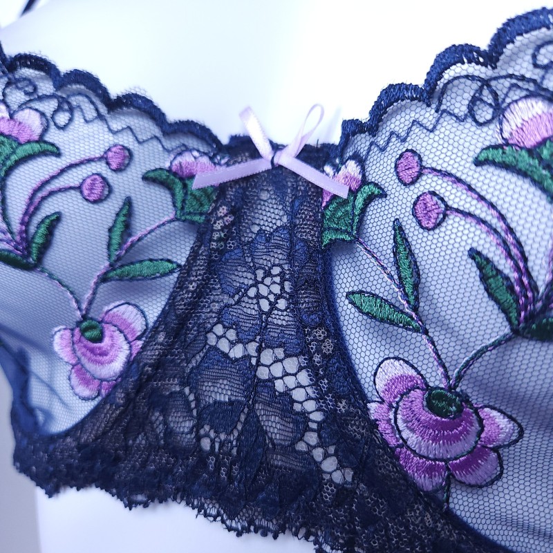Moon Garden: Sheer Lace Underwire Bra for Men Moon Garden: Sheer Lace Underwire Bra for Men