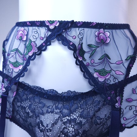 Moon Garden: Navy Blue Mesh Garter Belt