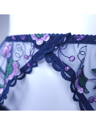 navy blue garter belt floral
