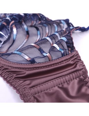 Terra Comfort: AA Cup Underwire Bra for Men in Brown Satin