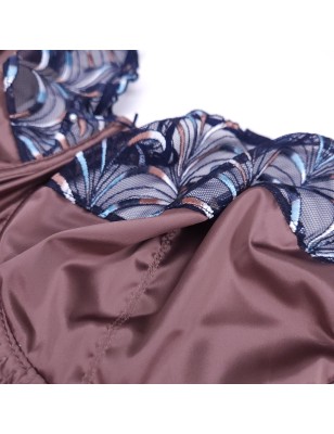 Terra Comfort: Brown Satin Flat Bra for Men in Extra Large Sizes
