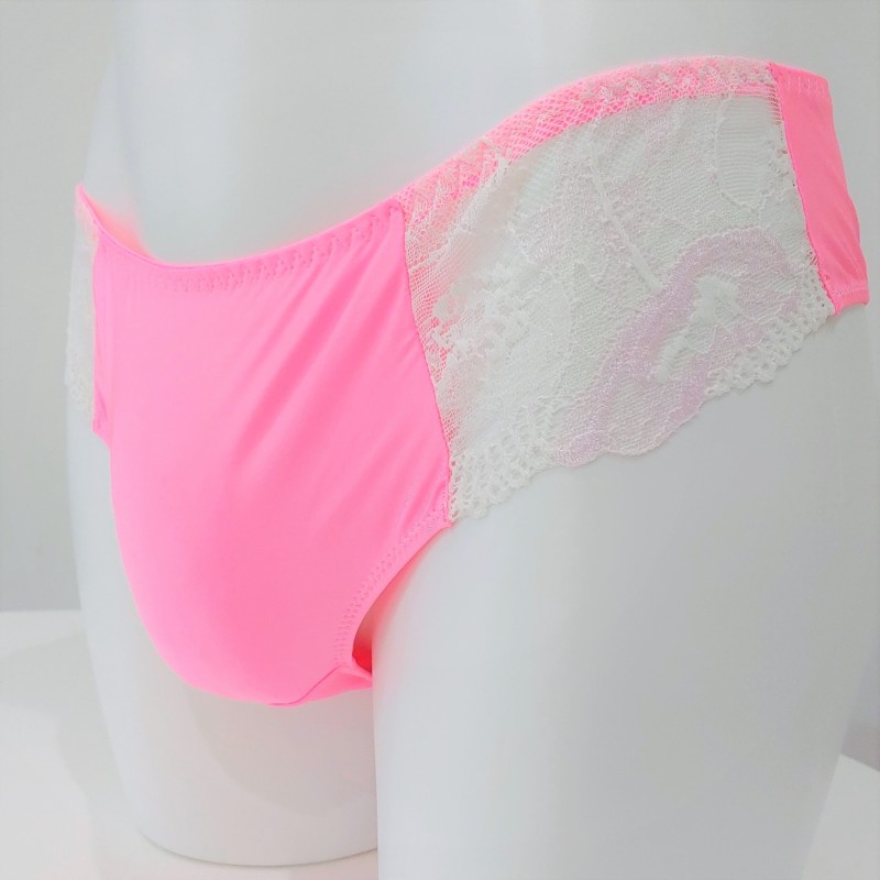 NeonLace Allure: Vibrant Neon Pink Men's Lace Panties NeonLace Allure: Vibrant Neon Pink Men's Lace Panties