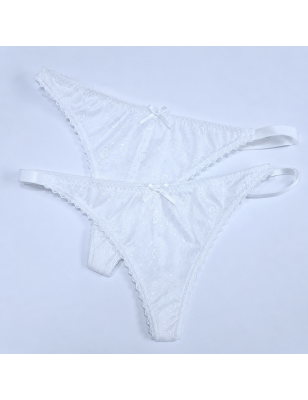 Snow Glow - White Satin Sissy G-string