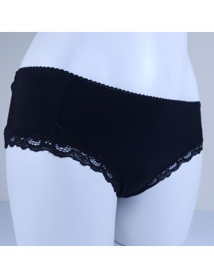 MEDIUM black nylon panties with lace trim II