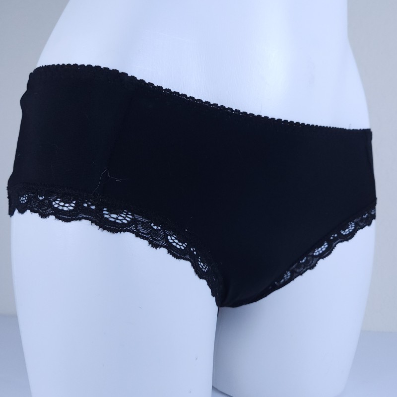MEDIUM black nylon panties with lace trim II MEDIUM black nylon panties with lace trim II