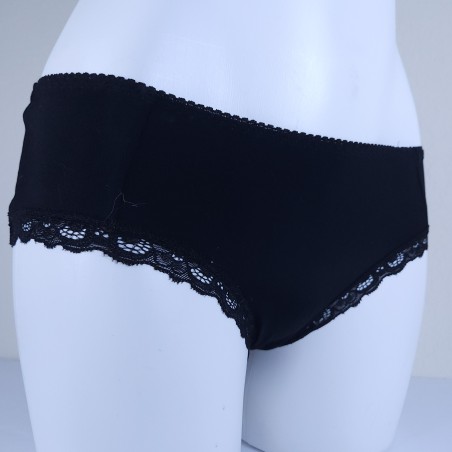 MEDIUM black nylon panties with lace trim III