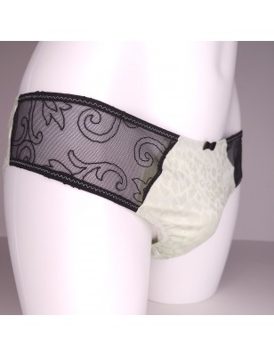 Emerald Comfort: Green Satin & Cheetah-Motif Panties for Men in Up to 5XL