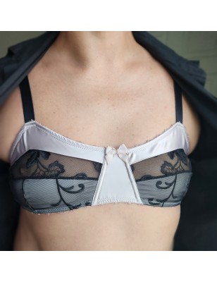 Flirty Pink Satin: Satin and Mesh Men's Bra
