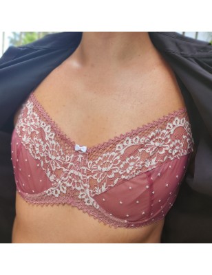 Blush Allure: Men's See-Through Dirty Pink Bra