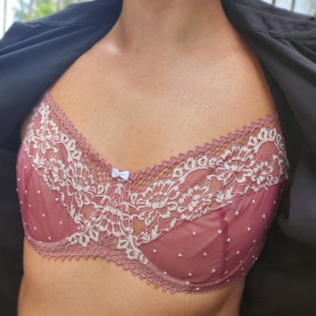 Blush Allure: Men's See-Through Dirty Pink Bra