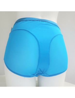 Azure Serenity: High-Waisted Feminine Mesh Briefs for Men