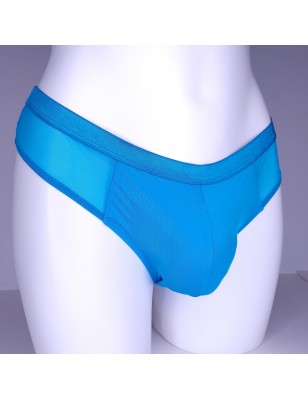 Azure Serenity: Low-Waist Thongs with Pouch for M2F Crossdressing Men