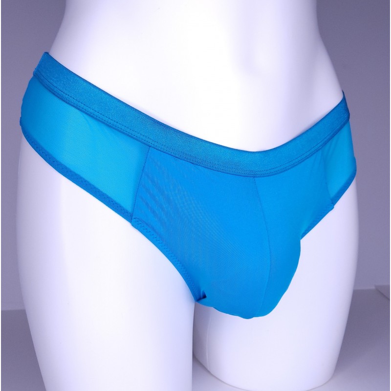 Azure Serenity: Low-Waist Thongs with Pouch for M2F Crossdressing Men