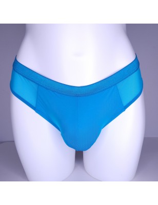 Azure Serenity: Low-Waist Thongs with Pouch for M2F Crossdressing Men