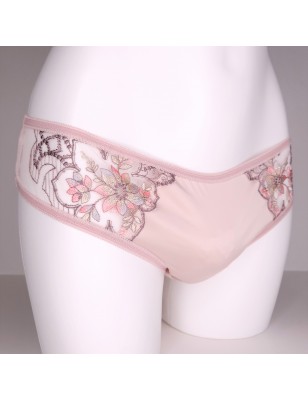 SissySat Elegance: Pastel Beige Satin & Lace Men's Panties