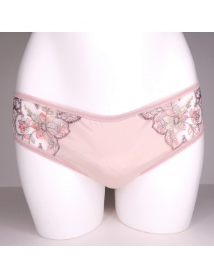 SissySat Elegance: Pastel Beige Satin & Lace Men's Panties