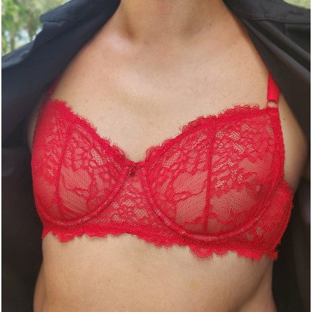 Crimson Elegance Balconette Bra for Men