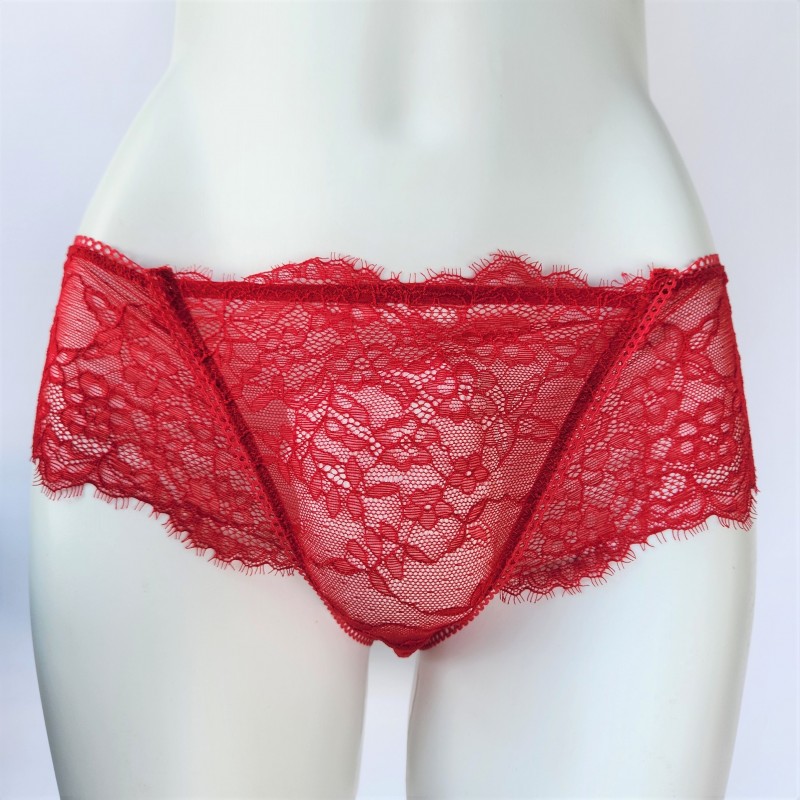 Crimson Temptation: Lace Crotchless Panties