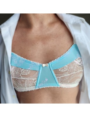 Sky Serenity: Light Blue Lace Bra Set for Men