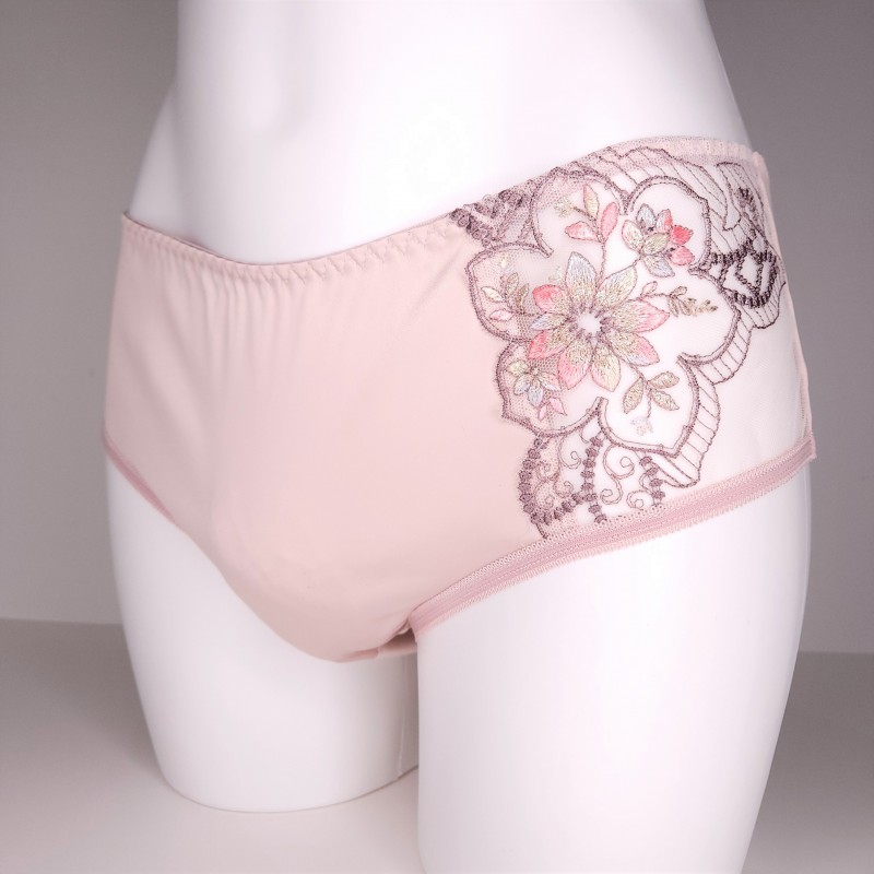 SissySat Elegance: Stretchy Beige Satin Panties for Men