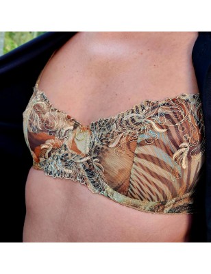 Wild Essence: Cheetah Motif Mesh Lace Bra for Men