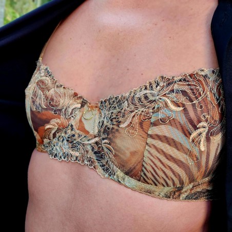 Wild Essence: Cheetah Motif Mesh Lace Bra for Men