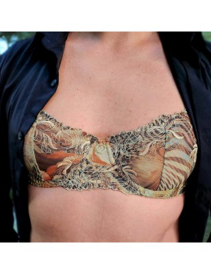 Wild Essence: Cheetah Motif Mesh Lace Bra for Men