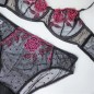 Floral Temptation: Black Mesh Thong, Bikini or Brief with Pink Roses for Men