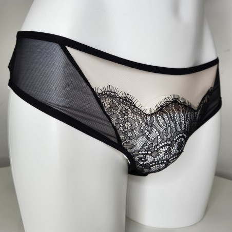 Mesh Marvel: Crossdressers' Black Lace Panties for Men