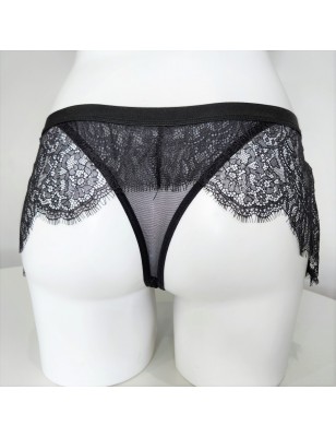 Mesh Marvel: Black Sissy Frill Thong Panties for Men