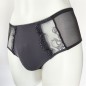 Charcoal Lace: Feminine Grey Lace Brief Panty for Men