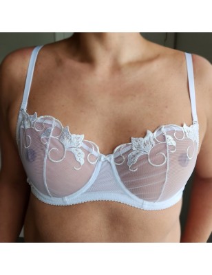 White Harmony: White Mesh Bra for Crossdressers