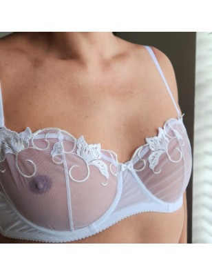 White Harmony: White Mesh Bra for Crossdressers