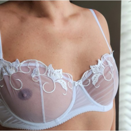 White Harmony: White Mesh Bra for Crossdressers