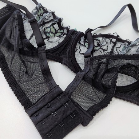 Black Leopard Sheer Lace AA Cup Bra for Men and Crossdressers