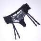 Black Leopard: Sheer Lace Garter Belt-Thong for Men