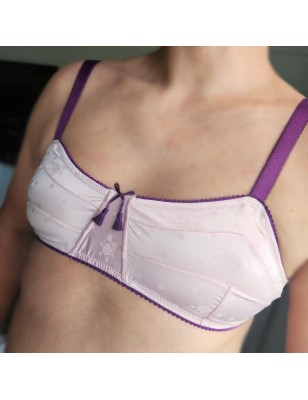 All-Satin: Light Pink Men's Bra with Purple Trimmings