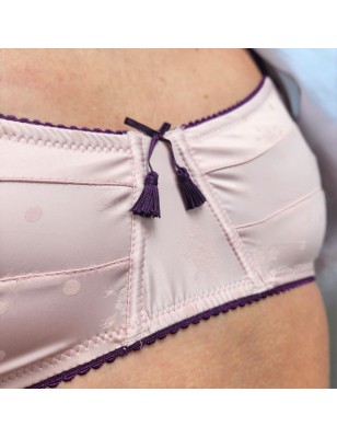 All-Satin: Light Pink Men's Bra with Purple Trimmings