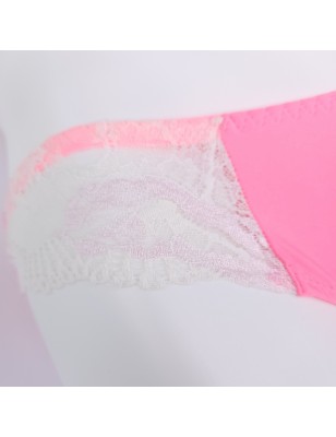 NeonLace Allure: Neon Pink Comfort Pouch Thongs for Crossdressers