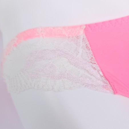 NeonLace Allure: Neon Pink Comfort Pouch Thongs for Crossdressers